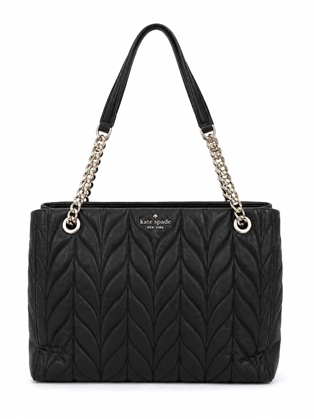 Kate Spade Black Quilted Leather Chain Shoulder Tote Bag Work Laptop bag